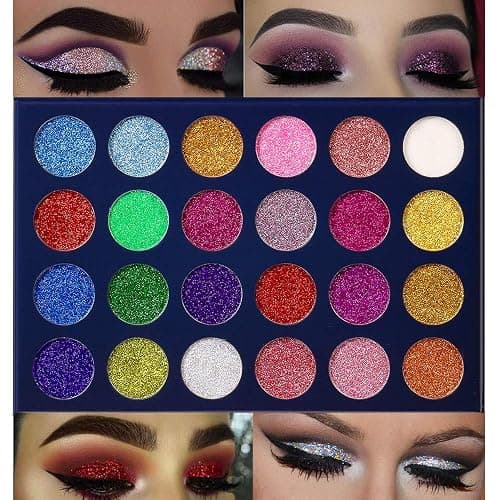 Aolailiya 24 Color Pressed Glitter Eyeshadow Palette - Mineral Ultra Shimmer Makeup Palette Eye Shadow Powder Long Lasting Waterproof thumbnail 4