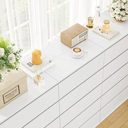 FOTOSOK White Dresser, 5 Drawer Dresser Tall White Dresser with Large Storage Space, Modern Storage Chest of Drawers, 23.6L x 17.6W x 39.1H Inch Storage Organizer Cabinet for Home, White thumbnail 9