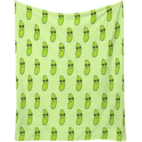 Pickle Blanket for Girls - 60x80 Inches Twin Size - Soft Fuzzy Plush Throws Gift - Green Funny Throw Blanket for Bed, Couch, Living Room - Image 1