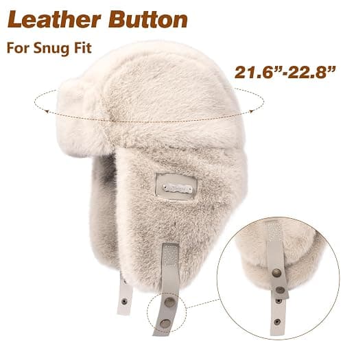 Piecees Fur Trapper Hat for Women Men Winter Hats with Ear Flaps Fuzzy Russian Ushanka Fluffy Snow Hat for Cold Weather Warm thumbnail 7