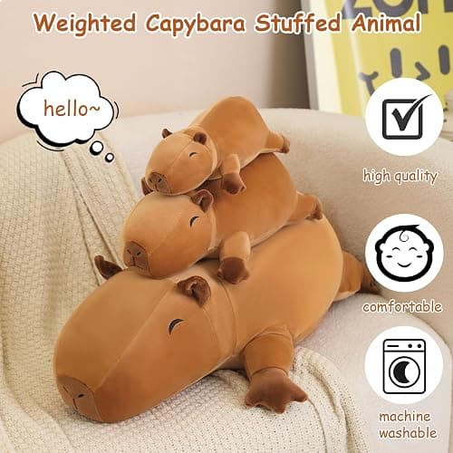 SQEQE Weighted Capybara Plush, Weighted Capybara Stuffed Animal, Cute Plushies Soft Pillow Toy Gift for Kids Adults 9.8 Inch, 0.8 Lbs thumbnail 4