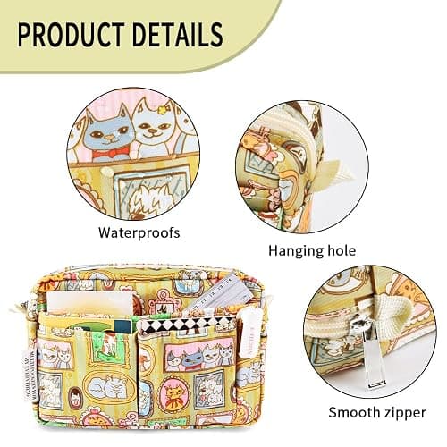 E-WEICHEN Multiple Pockets Portfolio Organizer with Zippered, Makeup Bag Travel Essentials for Women, Simple Waterproof Stationery Pencil Pouch Bag for Journal Office Art Supplies.Photo Frame thumbnail 5