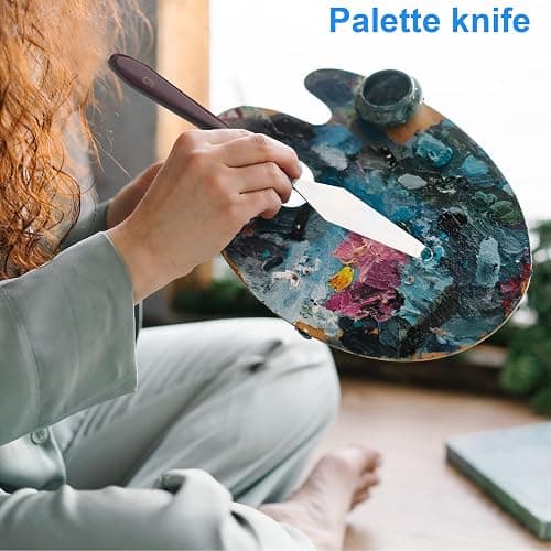 5 Piece Palette knifes Painting Knife Set Supplies for Oil, Acrylic Paint,Cake Decorating,Stainless Steel Pallet Knife Paint Knife Art Spatula for Various Types of Painting,ColorMixing,Smearing thumbnail 7