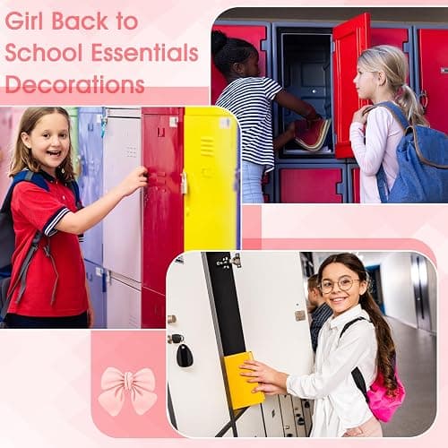 Watersay 115 Pcs Pink Locker Accessories Kit Foldable Locker Shelf Decorations for Girl Pink Bow Pen Holder Magnetic Mirror Coquette Stickers Background Whiteboard Ribbon Back to School Essentials thumbnail 6