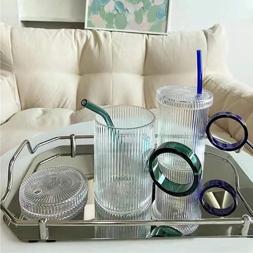 10 Pcs Reusable Bent Glass Drinking Straws,9''x10 mm Colorful Glass Straws for Beverages, Shakes, Milk Tea, Juices,Set of 10 Bent with 2 Cleaning Brushes -Shatter Resistant thumbnail 6