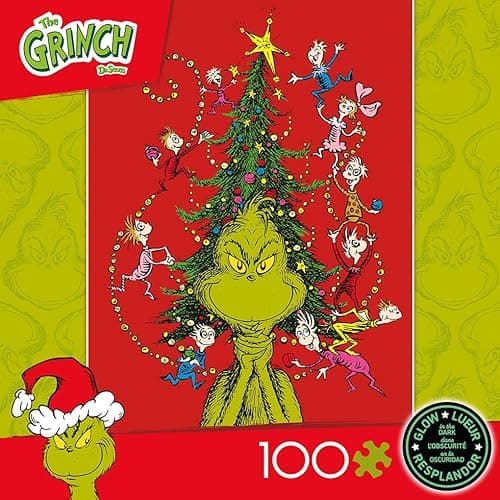 Ceaco - Dr. Seuss - The Grinch - Glow in The Dark - 100 Piece Jigsaw Puzzle - Grinch Glow thumbnail 2