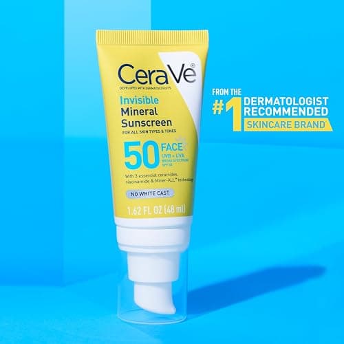 CeraVe Invisible Mineral Sunscreen SPF 50, Face Sunscreen for Sensitive Skin With Zinc Oxide & Titanium Dioxide, Vitamin E + Niacinamide + Ceramides, Oil Free, Travel Size 1.62 oz thumbnail 7