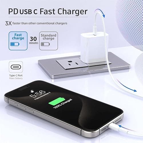 iPhone Fast Charger,[Apple MFi Certified] iPhone Charger Fast Charging Apple Wall Charger Block 6FT USB C Lightning Cable Cord Type C Adapter for iPhone 14 Pro Max/13/12 Mini/11/10/XS Max/XR/X/8/7/SE thumbnail 7
