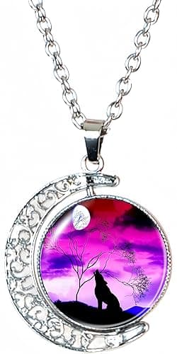 DEQIYIJI Wolf Gifts For Women Moon Pendant Necklace Jewelry Cute Aesthetic Animal Stuff | Cute, Aesthetic, Animal, Gifts, Stuff - Image 1