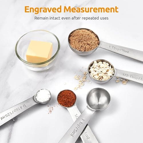 U-Taste Teaspoon Tablespoon Measuring Spoons: 18/8 Stainless Steel Measure Scoop Set of 5, 1/4 TSP, 1/2 TSP, 1 TSP, 1/2 TBSP & 1 TBSP, Metal Kitchen Measurement Utensil for Dry and Liquid Ingredients thumbnail 5