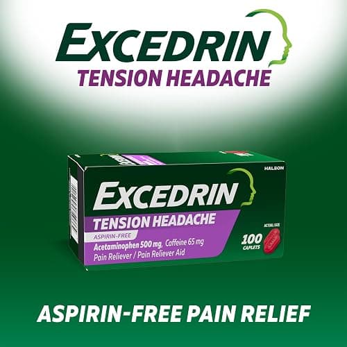 Excedrin Tension Headache Relief Caplets, Acetaminophen 500mg, Caffeine 65mg, Pain Reliever, Aspirin-Free, 100 Count thumbnail 2