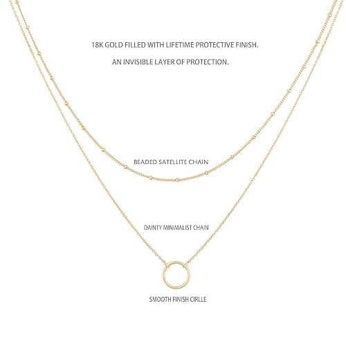 MEVECCO Layered Heart Necklace Pendant Handmade 18k Gold Plated Dainty Gold Choker Arrow Bar Layering Long Necklace for Women thumbnail 2