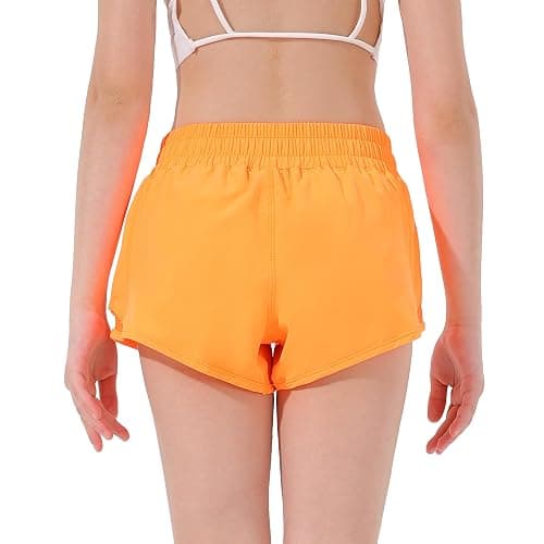 Aurefin Girls Athletic Shorts, Lightweight Running Shorts for Teen Girls Kids Sports Active Short with Zip Pocket and Elastic thumbnail 4