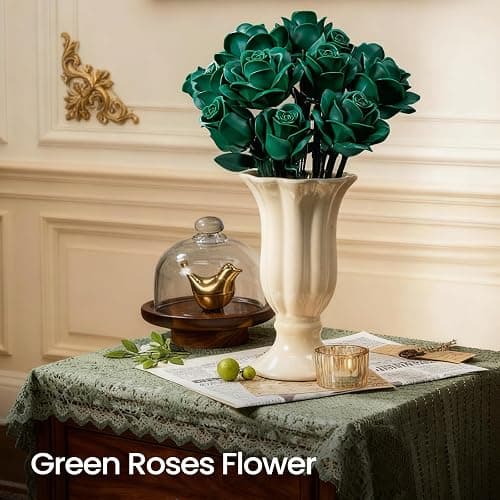 iATOM Green Rose Bouquet Building Set, Artificial Flowers Botanical Collection for Adults, Gift for Christmas and Valentines Day - Retro Home Office Table Centerpiece Decor - IA11018 thumbnail 5