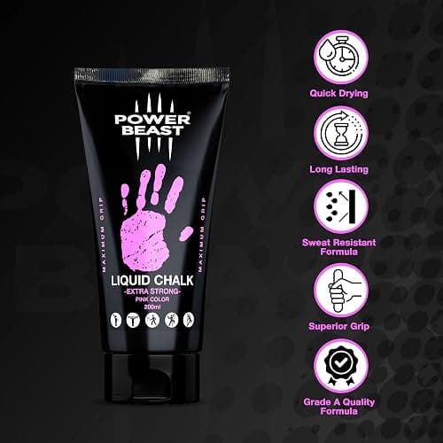 POWER BEAST Colored Liquid Chalk, 2 Bottles Combo of 200 + 50 ML, Liquid Sports Chalk, Free Professional Hand Grip for Gym, Weightlifting, Rock Climbing, Crossfit, Powerlifting, Pole Dance. thumbnail 3