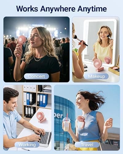 SWEETFULL Handheld Portable Fan, 5000mAh Rechargeable Battery, 6 Speed Wind, LED Digital Display, Foldable Electric Personal Mini Travel Fan with Backup Power, Summer Essentials Gifts for Women Girl thumbnail 5