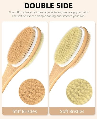 Metene Shower Brush with Soft and Stiff Bristles, Bath Dual-Sided Long Handle Back Scrubber Body Exfoliator for Wet or Dry Brushing - 1 Count (Pack of 1) thumbnail 2