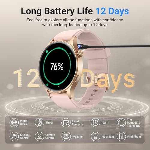 Fitpolo Smart Watch for Women,1.3" AMOLED Touchscreen Fitness Tracker, Make/Answer Calls, Heart Rate SpO2 Monitor, 3ATM Waterproof, Sleep & Activity Tracking Smartwatch for Android Phones iPhone thumbnail 7