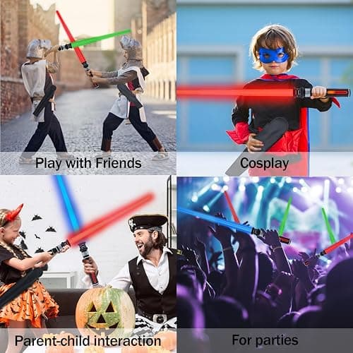 ANNDOFY Light Up Saber for Kids, Green Light Swords with FX Sound, Expandable Light Swords Set for Galaxy War Fighter Warriors Halloween Dress Up Parties (with Belt Clip) thumbnail 6