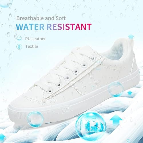 Obtaom Women Tennis Fashion Shoes Casual PU Leather Sneakers Comfortable Court Sneakers thumbnail 5