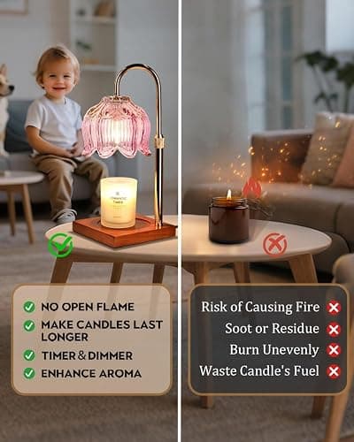 Pink Candle Warmer Lamp with Timer & Dimmer, Candle Lamp Warmer Adjustable Height, Christmas Birthday Gifts for Women Mom, House Warming New Home Bedroom Decor, Flower Wax Warmer for Jar Candle thumbnail 5