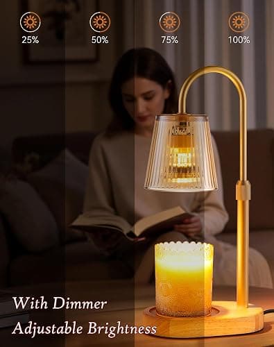 Adjustable Candle Warmer Lamp with Timer - Electric Light Wax Warming Dimmable Flameless Top Melter Heater Melting Heating Height Small Jar Candles Gifts Women Mom Birthday Home Desk Modern Decor thumbnail 4