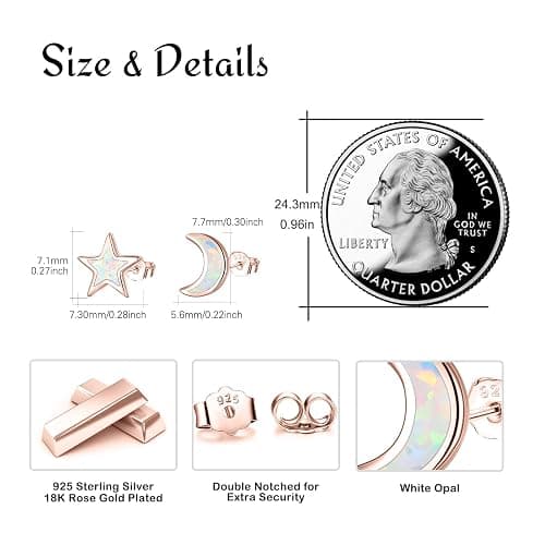 Cuoka 925 Sterling Silver Hypoallergenic Celestial Cute Animal Opal Stud Earrings for Women with Gifts Box thumbnail 6