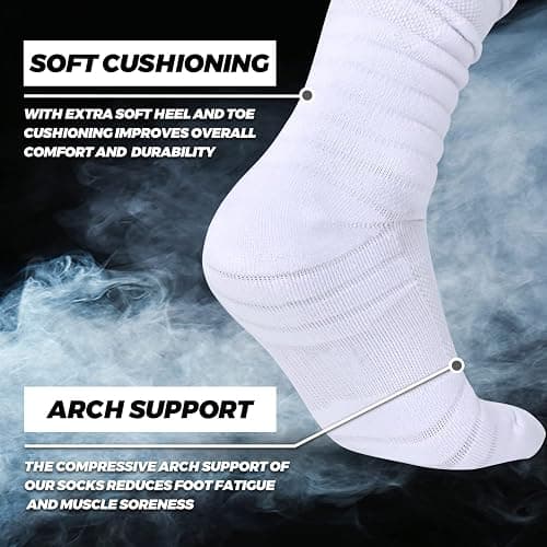 IRAMY Scrunch Football Socks Ultra Long 1 Pack/2 Packs Combed Cotton With Ankle Support Padded Knee High Socks Youth Adult thumbnail 4