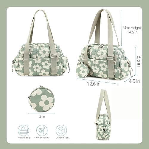 CAMTOP Mini Gym Bag for Women, Small Gym Tote Bag Puffy Quilted Sports Duffel Bag with Wet Compartment and Coin Purse Duffel Bags Dance Yoga Workout Bag for Gifts thumbnail 4
