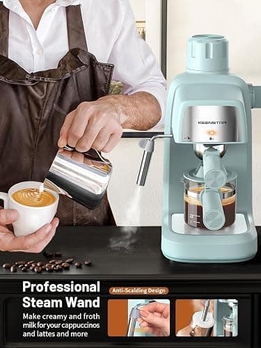 KEENSTAR 3.5Bar Espresso Machine with Milk Frother, 800W Compact Espresso and Cappuccino Machine with Preheating Function, 4 Cup Espresso Maker for Cappuccino or Latte, Gift for Coffee Lover thumbnail 4