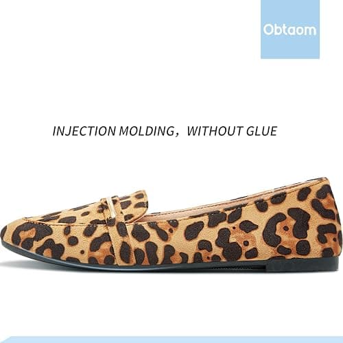 Obtaom Women's Pointy Toe Loafer Flat Comfortable Faux Suede Work Shoes,Cute Penny Loafer Slip On Ballet Flat - 7 - Leopard Print thumbnail 2