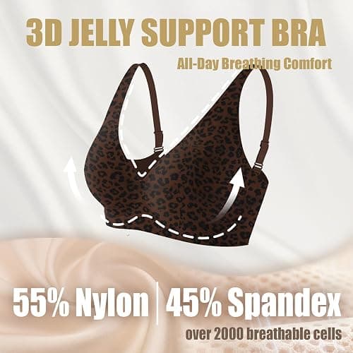 Jelly Wireless Bra Deep V Push Up Seamless T-Shirt Comfortable Plunge No Underwire Bras with Adjustable Straps Everyday Bras thumbnail 3