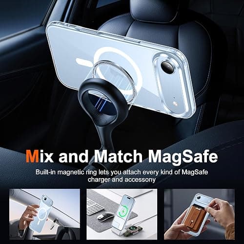 Temdan Designed for iPhone Air Case Clear, [Compatible with Magsafe][Screen Protector][Anti-Yellowing][17 Ft Military-Grade Protection] Shockproof Slim Magnetic Phone Case for 6.5 inch, Transparent thumbnail 3