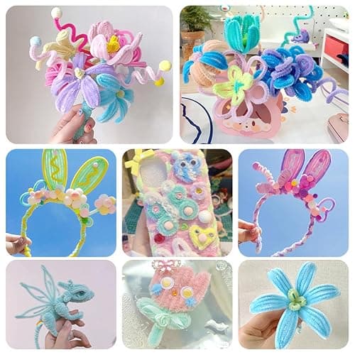 100 PCS Chenille Stems for Crafts, Craft Pipe Cleaners s, Thick Pipe Cleaners, Arts Crafts for DIY, Festive Days Decoratio, Craft Projects Creative (Macaron-Color) thumbnail 5