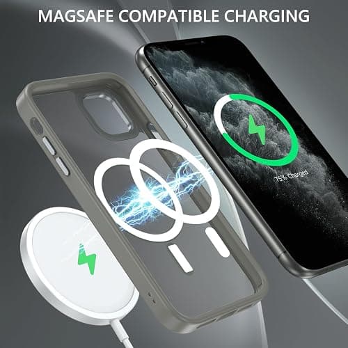 GUAGUA Strong Magnetic for iPhone 11 Pro Max Case [Compatible with MagSafe] [Military Grade Protection] Translucent Matte Back Slim Shockproof Anti-Scratch Phone Cover 6.5-Inch, Grey thumbnail 3