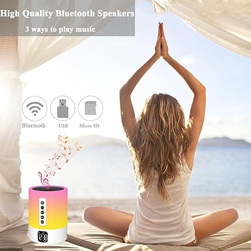 Alarm Clock Bluetooth Speaker, Night Light White Noise Machine Touch Bedside Lamp with Alarm Clock for Kids Multi-Color Changing Night Light Xmas Gifts for Teenage Girls Boys Women Teen Girl Gifts thumbnail 5