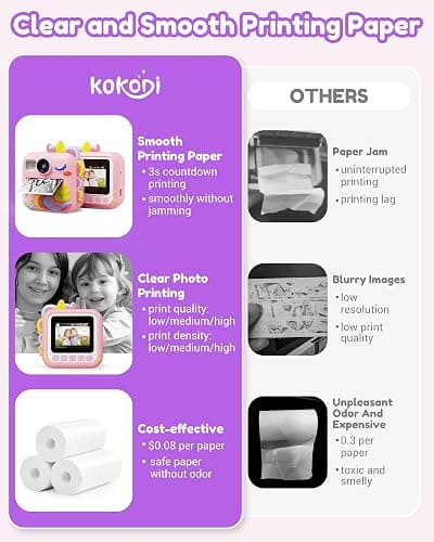 KOKODI Kids Camera Instant Print, Toddler Cameras Christmas Birthday Gifts for Girls Age 3-12, Digital Video Instant Printable Camera for Kids,Toys for Ages 5-7 Girls (Pink) thumbnail 4