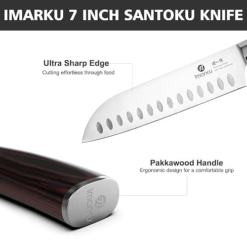 imarku Chef Knife 7 Inch Kitchen Knife Ultra Sharp Santoku Knife - High Carbon Japanese Chefs Knife, Kitchen Gadgets 2025, Apartment Essentials, Birthday Gifts for Him Her, Best Gifts for Women Men thumbnail 5