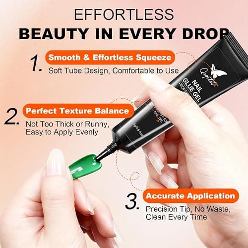 QZQETET Solid Nail Glue Gel 2PCS - Lamp Curing Nail Adhesive for Press On & Acrylic Nails, Clear U V/LED Nail Glue for 3D Nail Art & Chrome Powder & Rhinestone, Long Lasting Professional Salon thumbnail 3