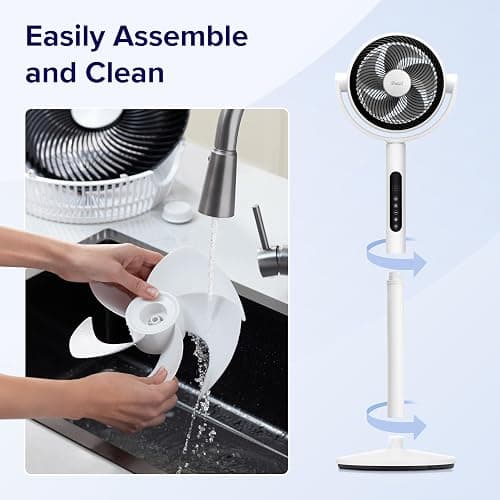 Levoit Standing Fan for Bedroom, CirculAir 120° Oscillating, Quiet 20dB, 9 Speeds, 4 Modes, DC Motor, 2 in 1 Pedestal & Tabletop, 82ft, Remote Control, Sensor, 9H Timer, 908CFM Ultra-High Airflow thumbnail 7