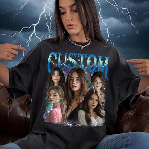 NAZENTI Custom Bootleg Rap Tee, Custom T-Shirts with Picture, Retro Custom Bootleg, Valentine's Gifts for Him Her thumbnail 6