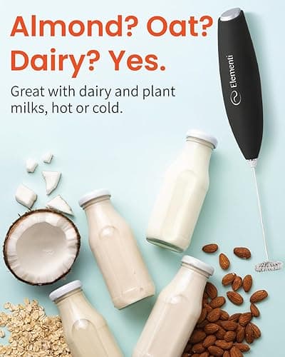 Elementi Electric Pink Milk Frother Handheld - Mini Whisk for Coffee, Matcha and Drinks - Portable Frother & Mixer with Stand (Pastel Pink) thumbnail 9