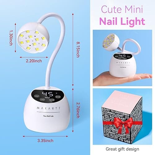 Makartt UV LED Nail Lamp - Gooseneck UV Light for Gel Nails Cherie Cordless USB 39W Nail Dryer LED Gel Lamp with 4 Times & Auto Sensor Fast Flash Curing Light for Salon Use (White) thumbnail 9
