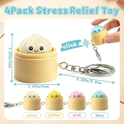 4Pack Keyboard Fidget Toy–Funny Faces Clicker, Anxiety Stress Relief Fidget Toys for Adults & Kids, Portable Keychain Clicker Toy for Work Travel Home Party Gifts thumbnail 3