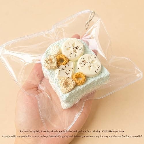 Squishy Cake Taba Squishy Toy, Slow Rising Squeeze Stress Relief Kawaii Blue Fidget Premium Silicone Handmade Realistic Dessert Design with Donuts and Chocolate Toppings Gift for Adults thumbnail 3