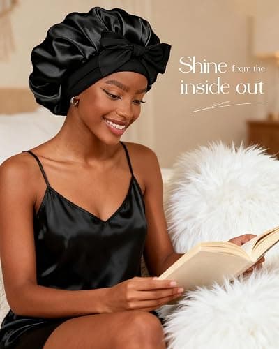YANIBEST Adjustable Silk Bonnet for Sleeping Women Double Layer Satin Bonnet Reduce Friction Prevent Frizz Curly Hair thumbnail 4