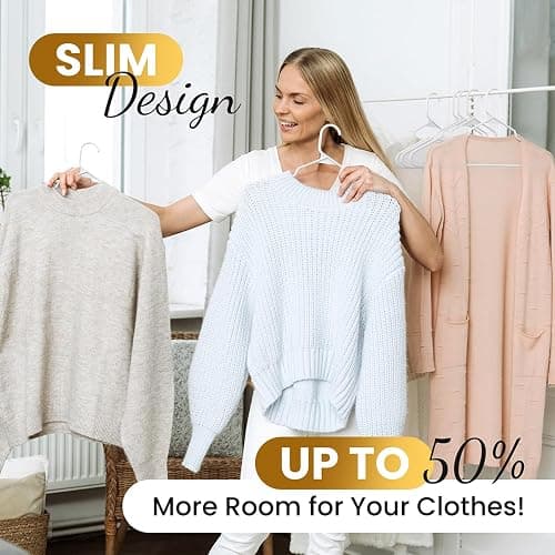 Our Modern Space 100 Pack Adult Plastic Hanger for Shirt Pants Coats Dresses Skirts Suits Jackets - Standard Thick Coat Hanger - Sturdy & Durable Design with Shoulder Grooves Hook - White thumbnail 5
