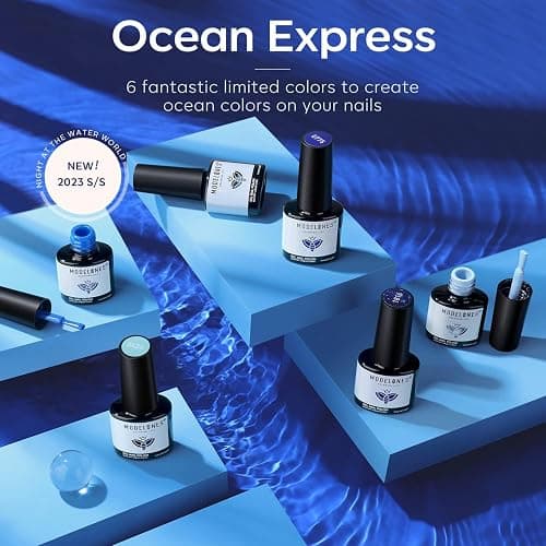 Modelones Blue Gel Nail Polish Set, 6 Colors Royal Blue Sky Blue Glitter Navy Blue Nail Gel Polish Kit Light to Dark Shades Soak Off Gel Nail Art Salon Design Home Manicure Holiday Gifts for Women Girls thumbnail 2