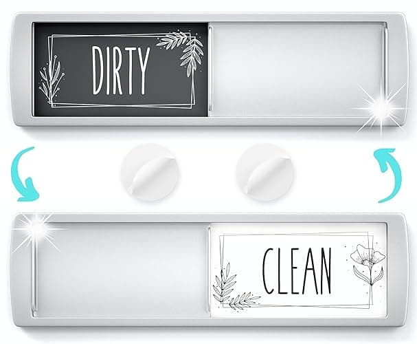 Stylish Dishwasher Magnet Clean Dirty Sign - 2 by 7 Inch - Ideal Clean Dirty Magnet for Dishwasher - Kitchen Organizer and Gadget - Nice Office, Home Farmhouse Decor