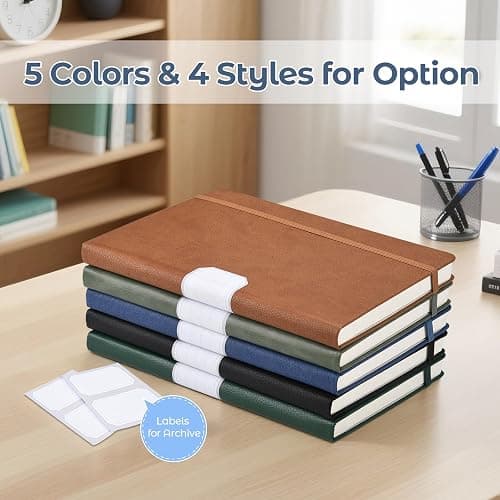College Ruled Notebook, 5 Pack A5 Hardcover Leather Notebook for Work, Lined Notebook Journal for Women, Men, 100GSM Thick Paper, Large Notebook with Pockets, Professional Business Notebook, 5.7"x8.5" thumbnail 6
